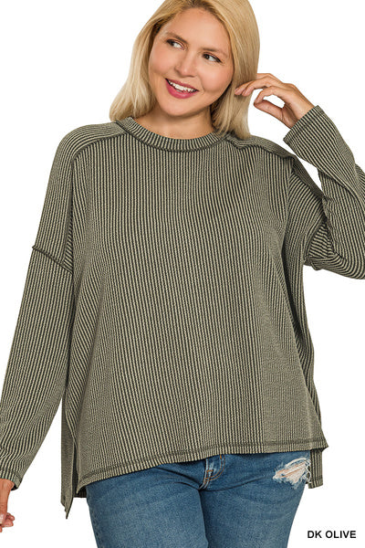 Dark Olive Long Sleeve Top