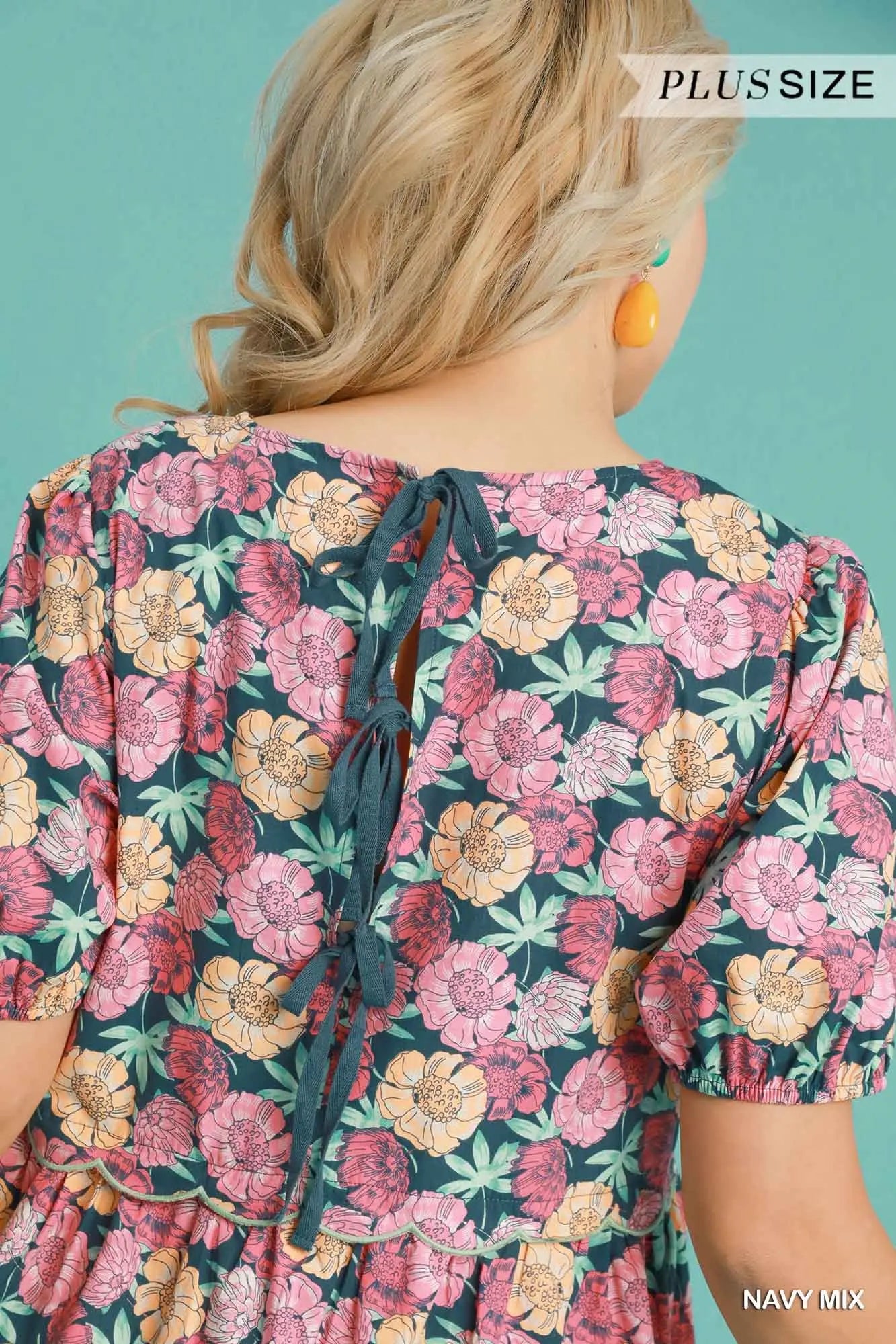 Navy Mix Umgee Floral Dress