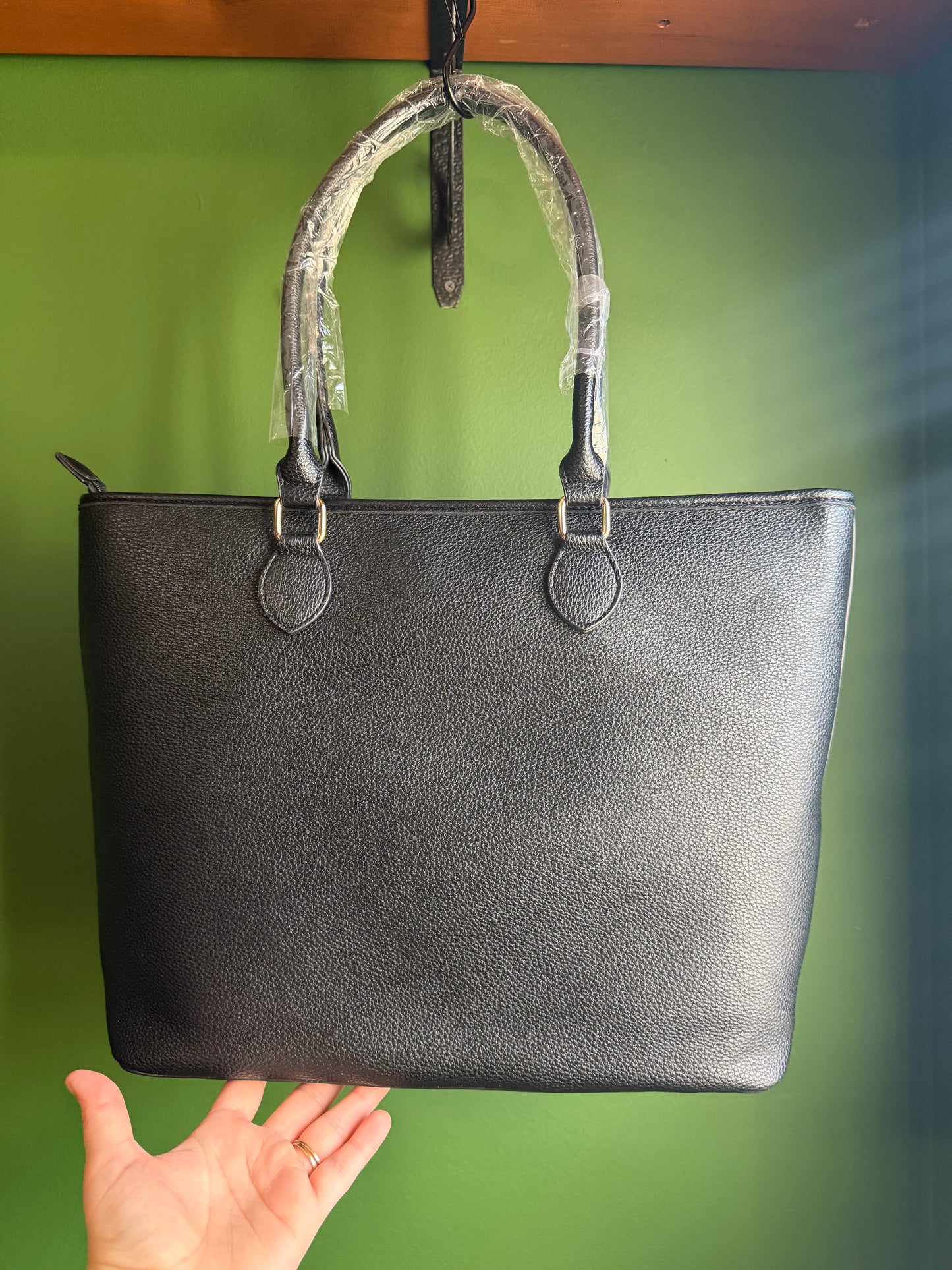 Pebbled Black Tote