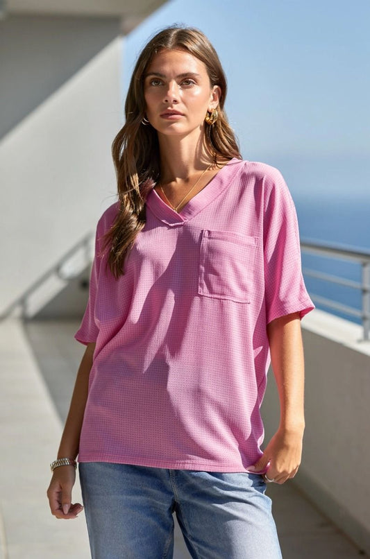 Magenta Glow Waffle Top