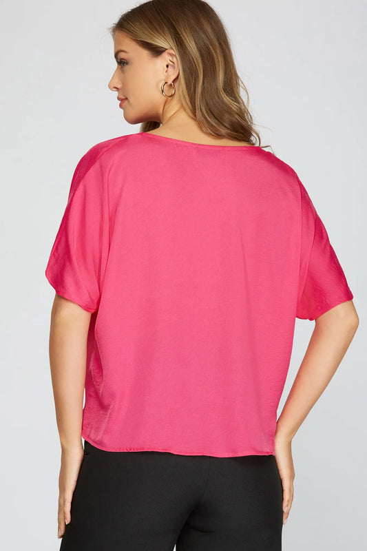 Short sleeve woven top