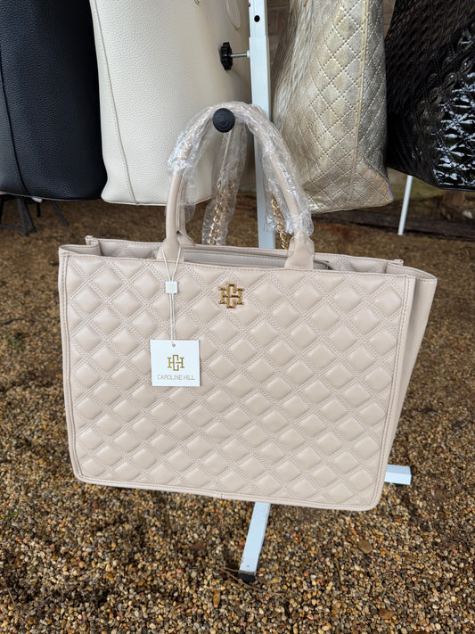 Nude Quilted Tote Bag