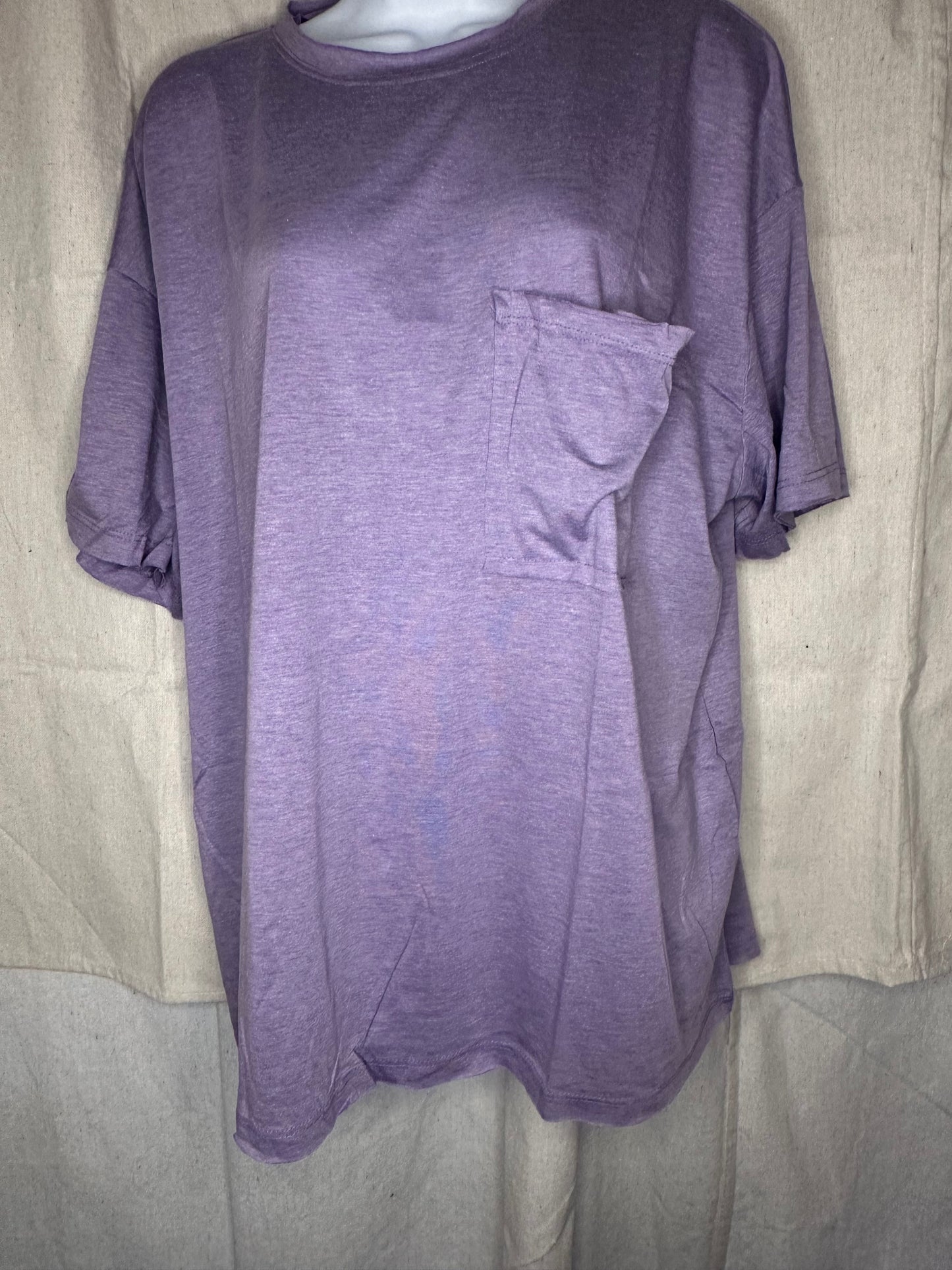 Tri blend oversized front pocket boyfriend tee-Lavender