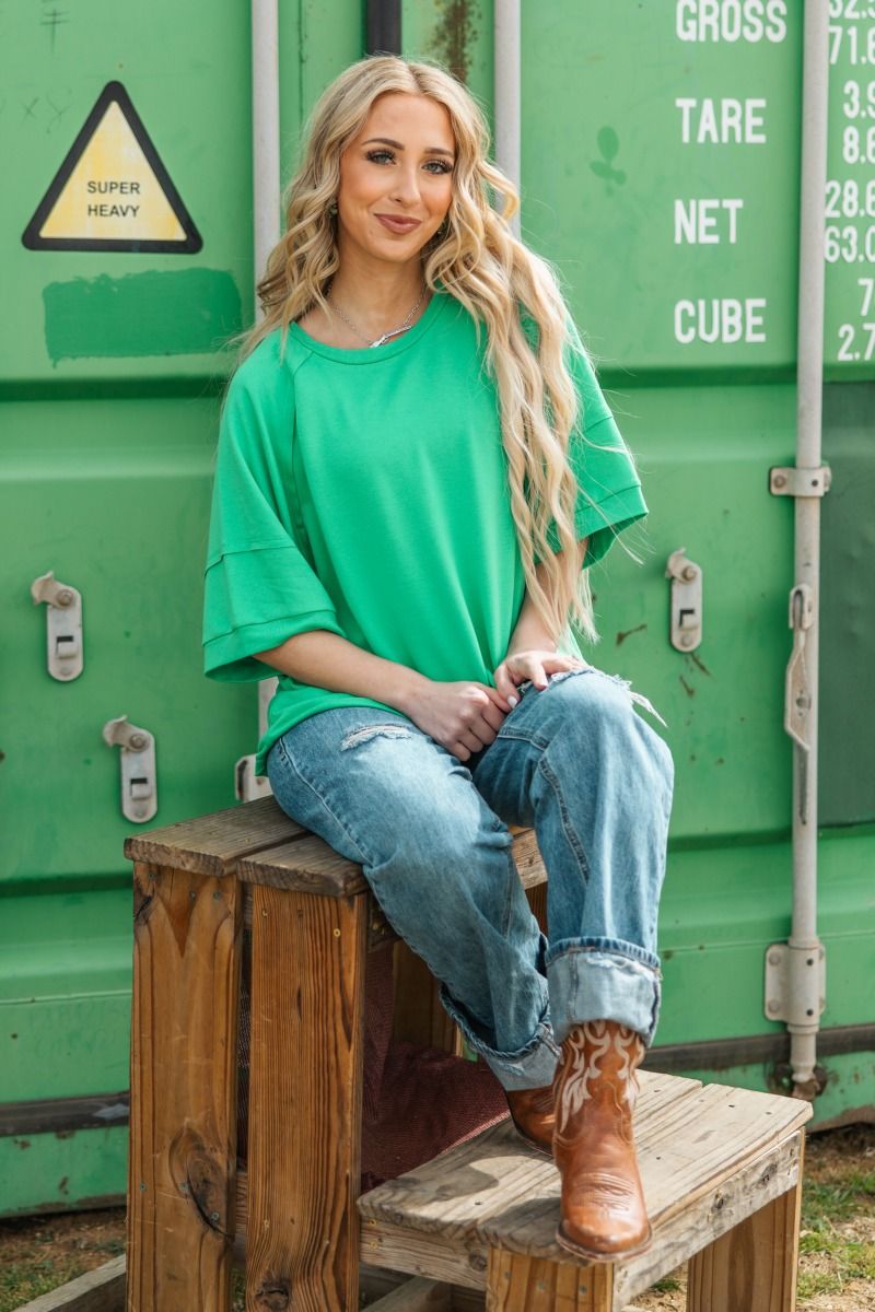 Relaxed Top in the color Kelly Green