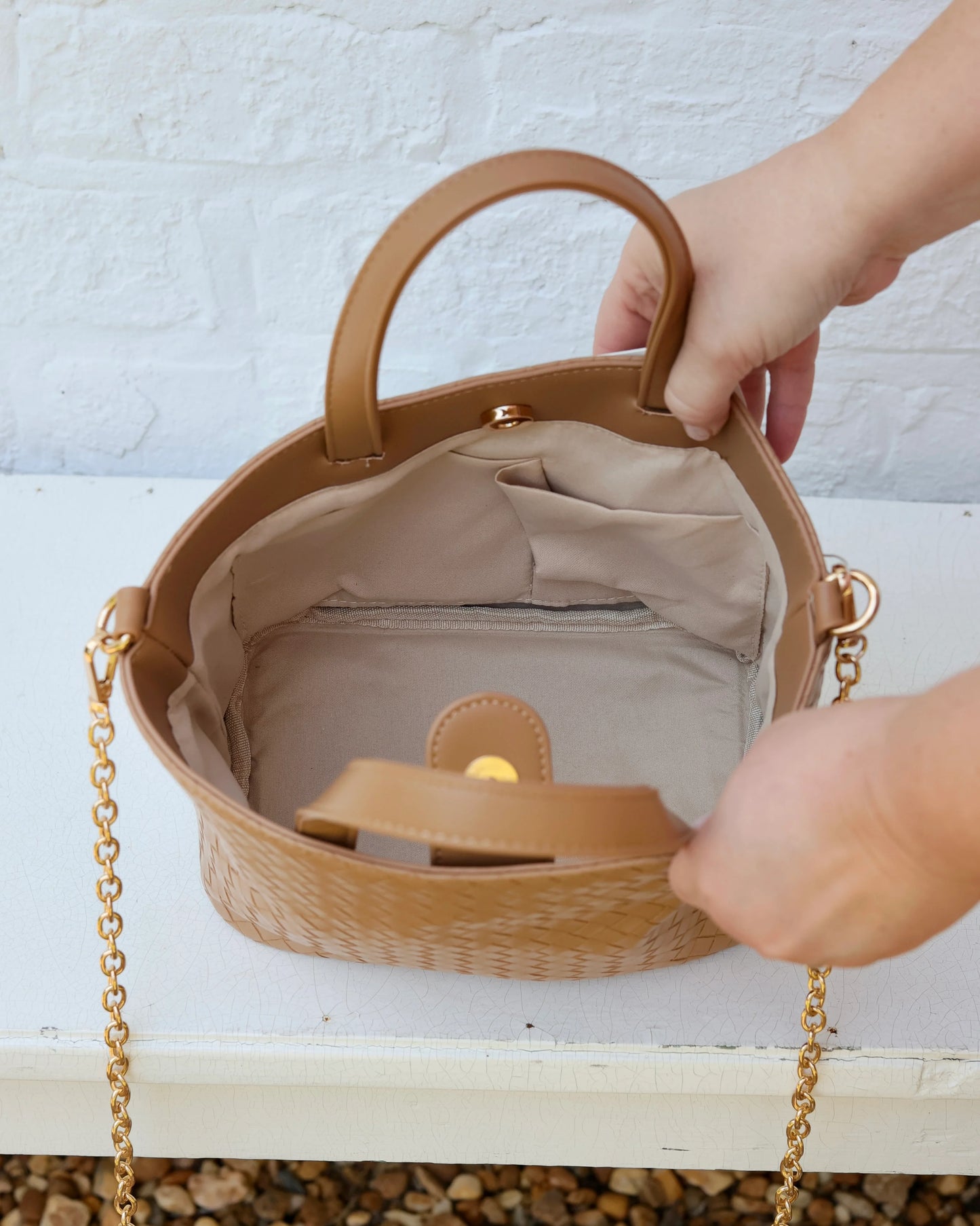 Mini Tote Woven Tan