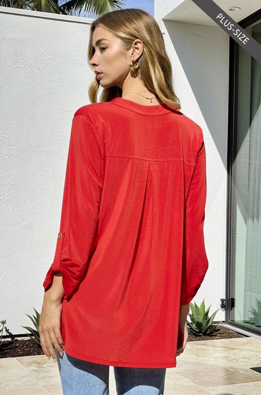 Wrinkle Free Top-Red