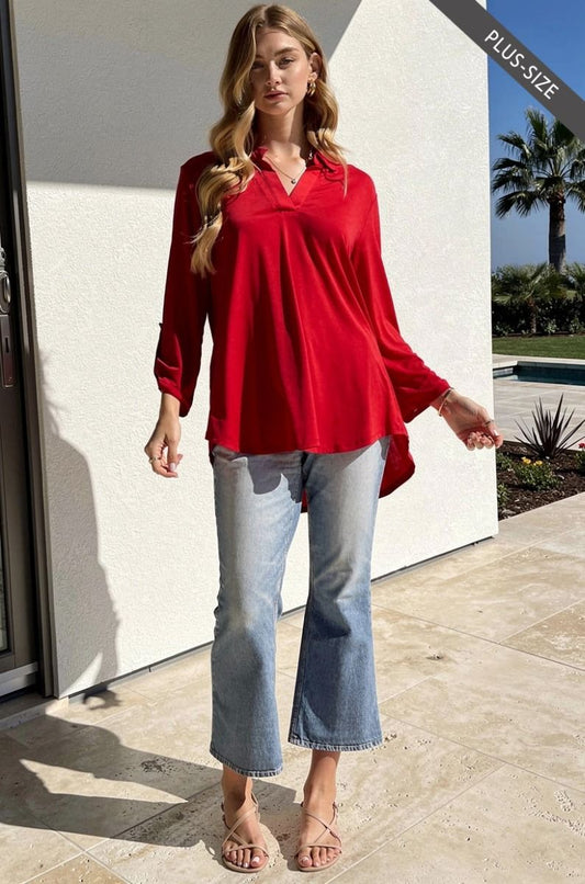 Wrinkle Free Top-Red