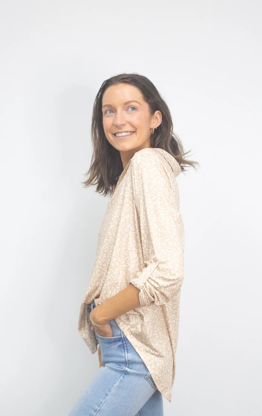 Tan Leopard V-Neck Top