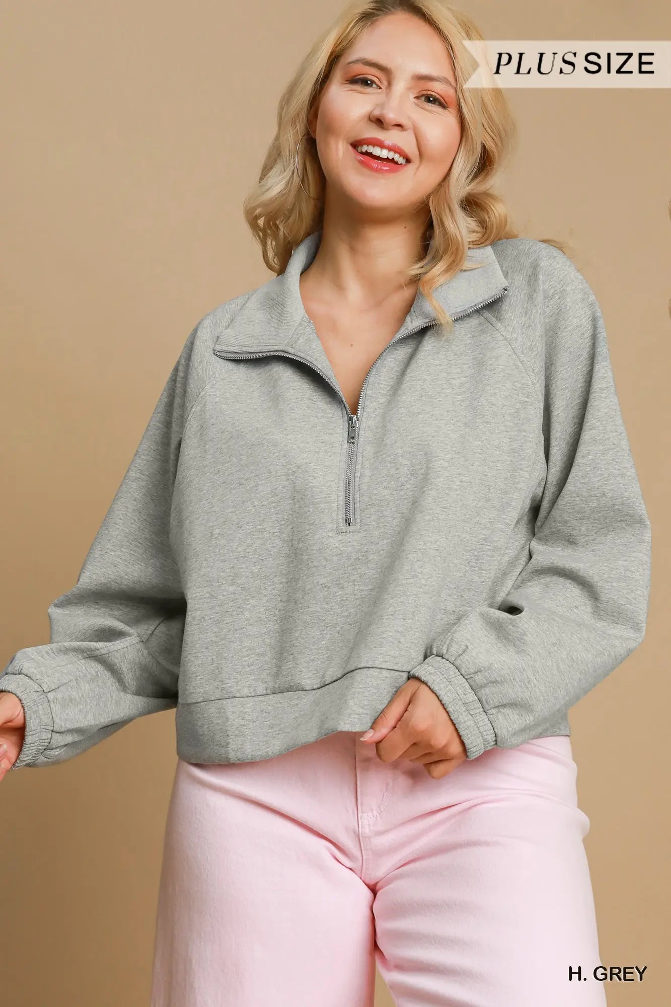 Grey Umgee Half Zip Top