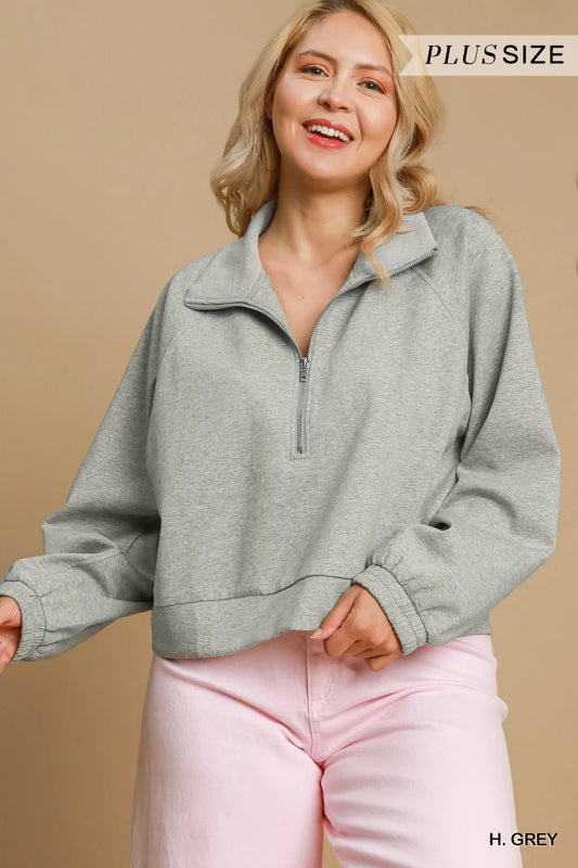 Grey Umgee Half Zip Top