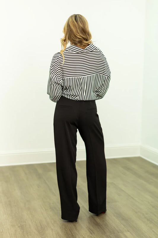 Pleat-Front Trousers,Black