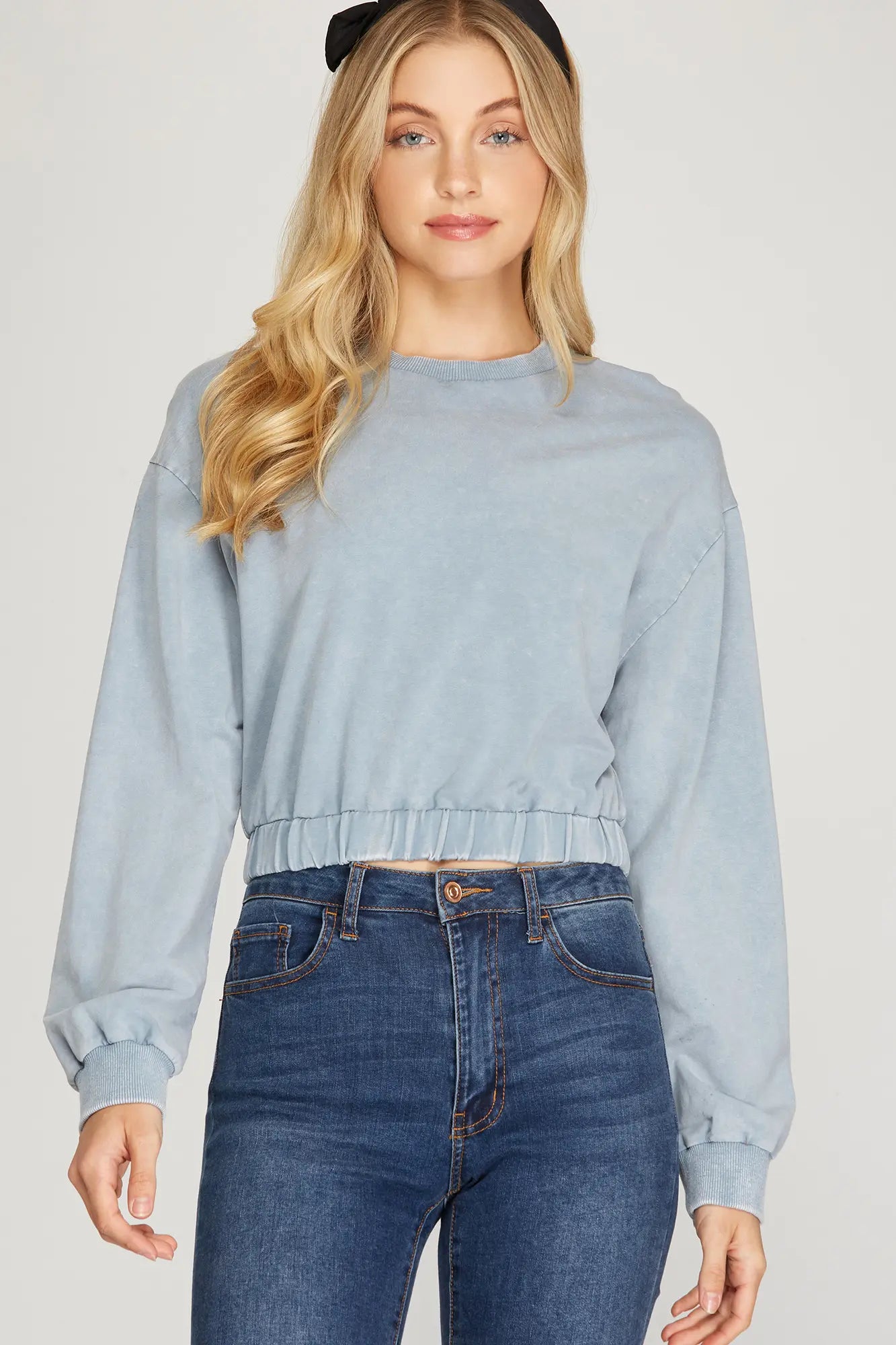 Blue Grey Long Sleeve Top