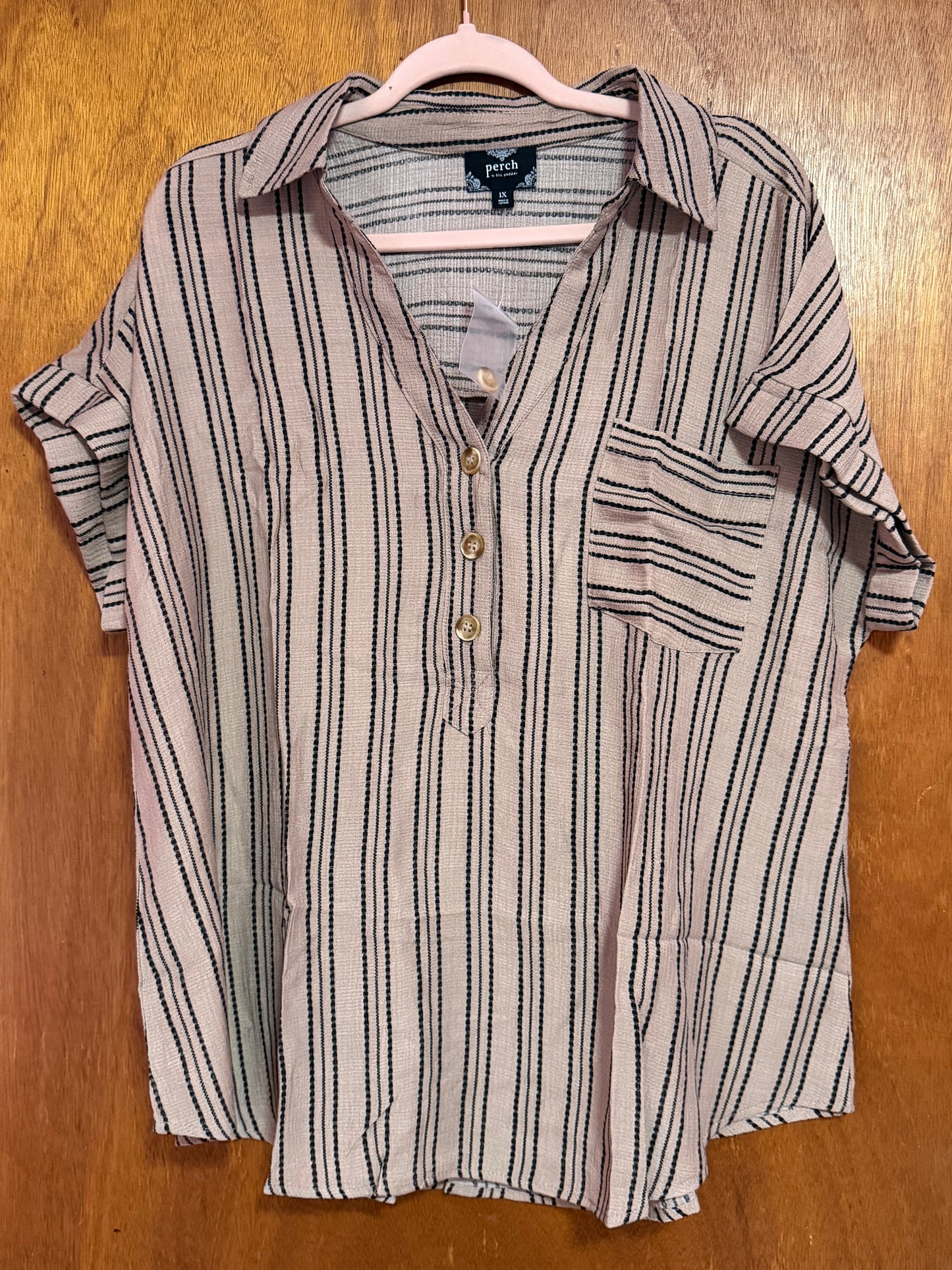 Striped Top Tan and black