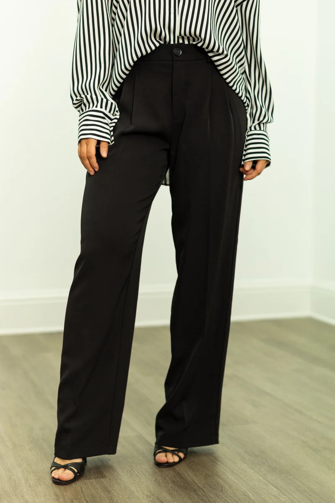 Pleat-Front Trousers,Black