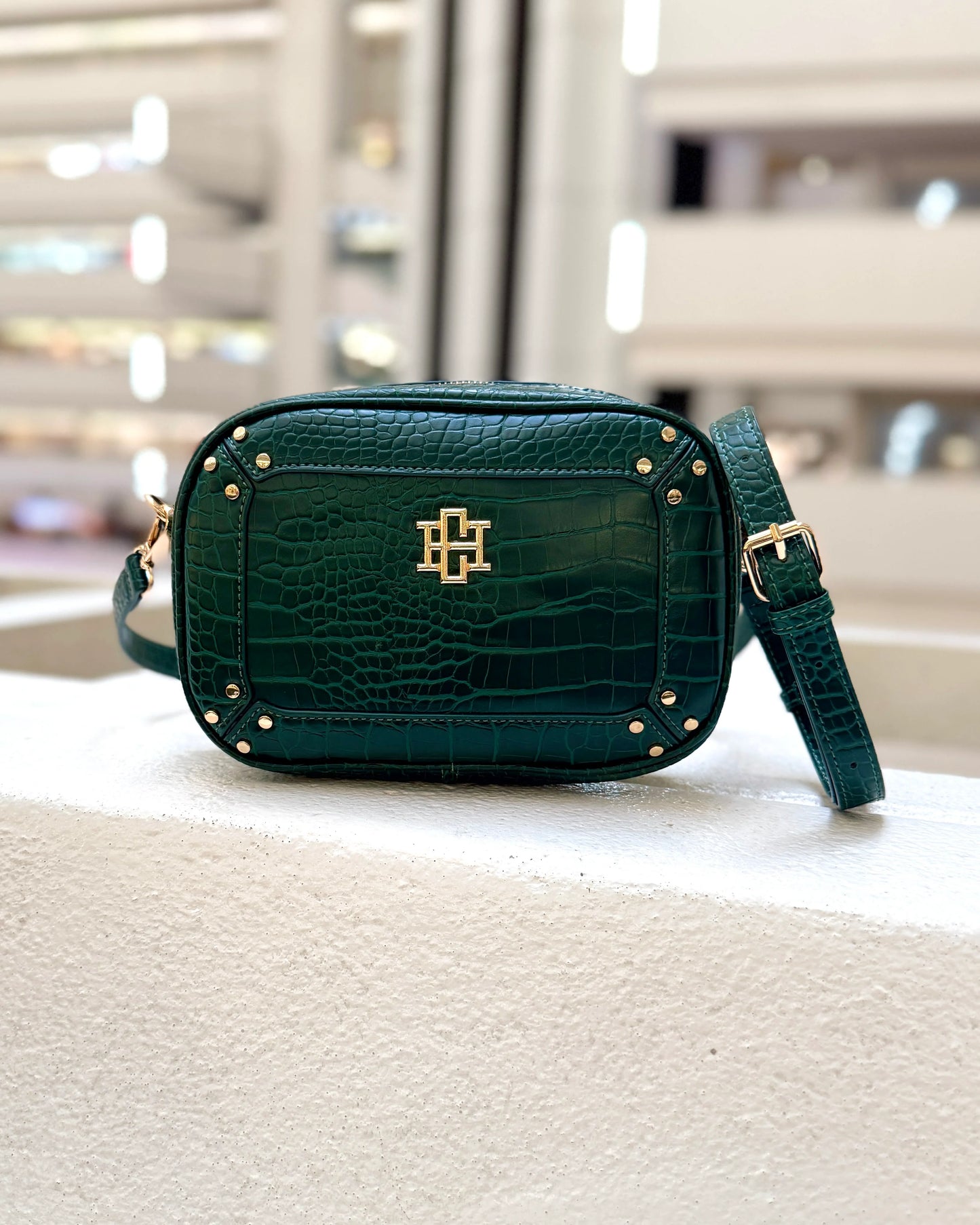 Studded Hunter Green Crossbody