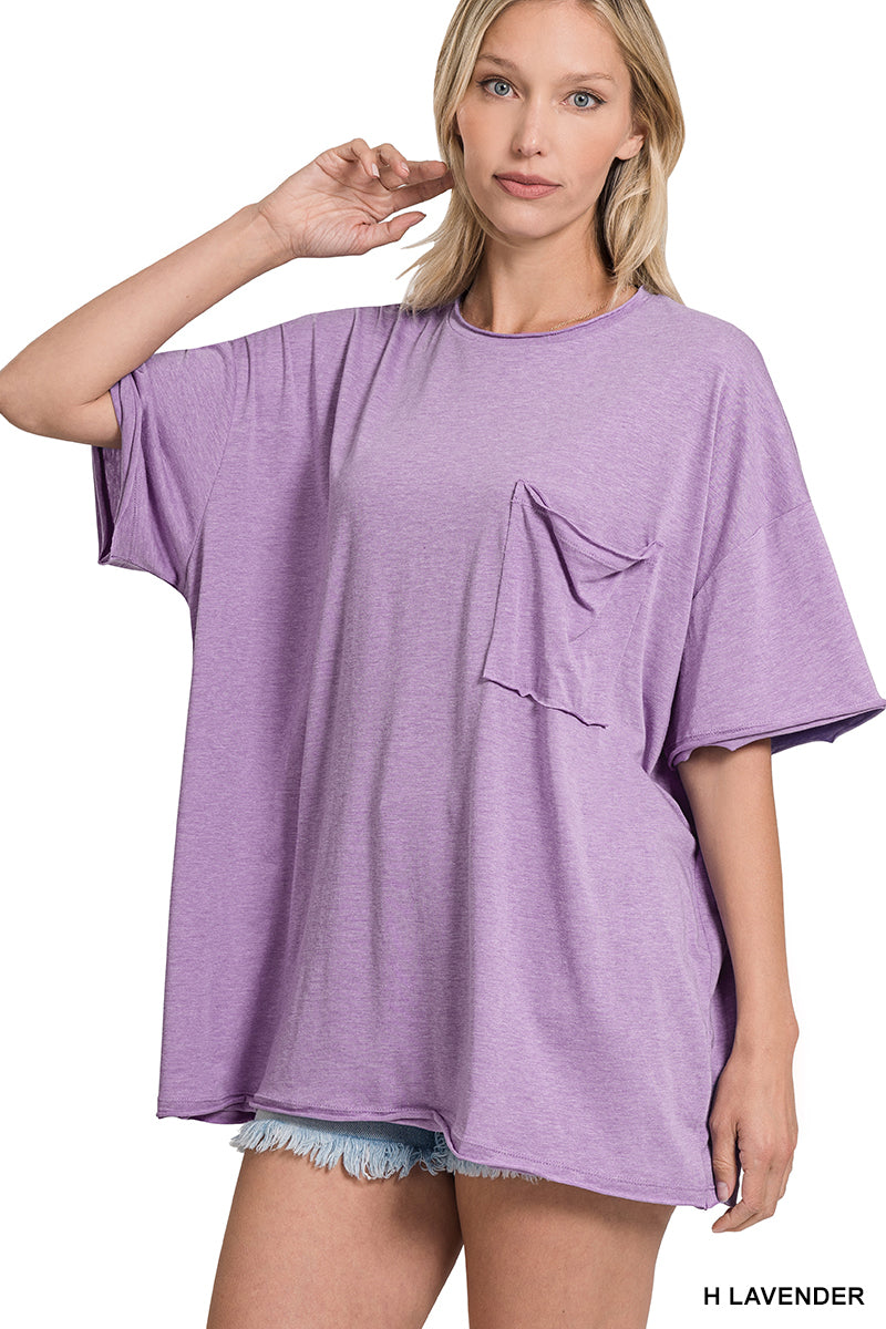 Tri blend oversized front pocket boyfriend tee-Lavender