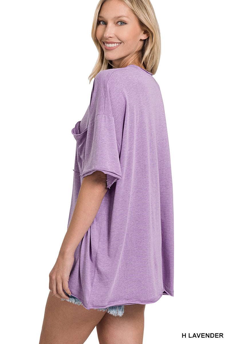 Tri blend oversized front pocket boyfriend tee-Lavender