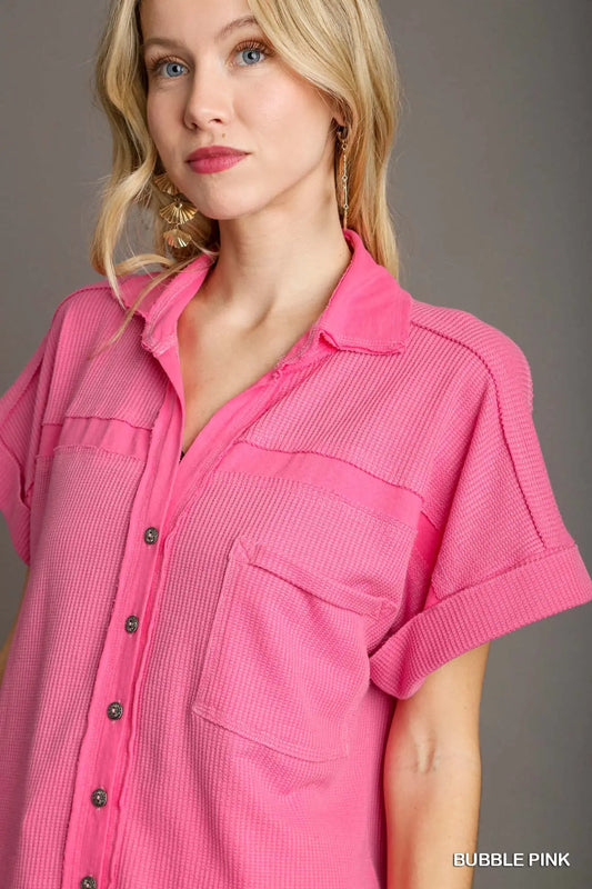 Bubble Pink Umgee Button Up