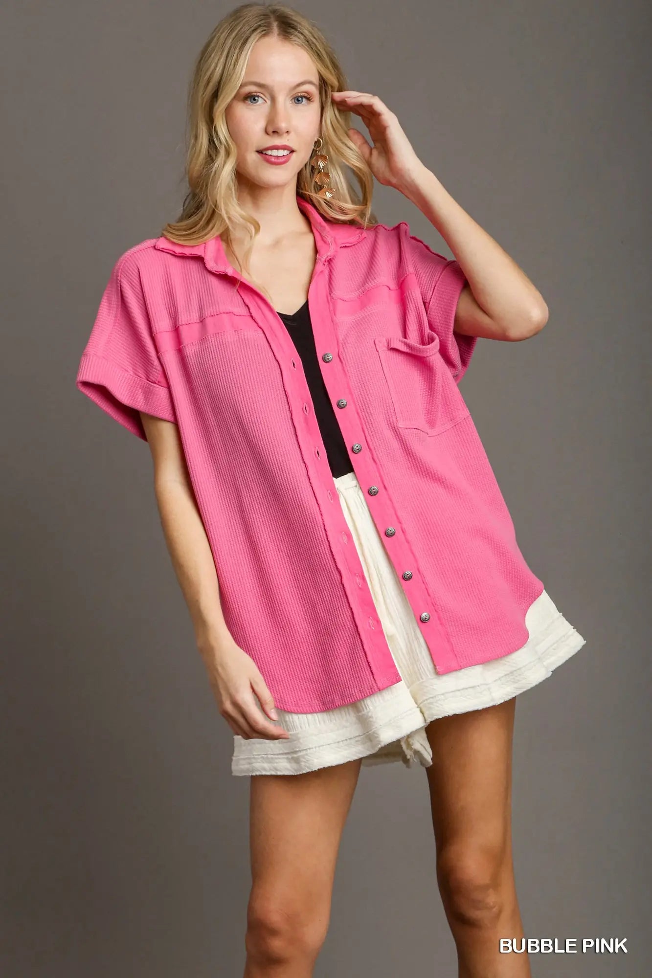 Bubble Pink Umgee Button Up