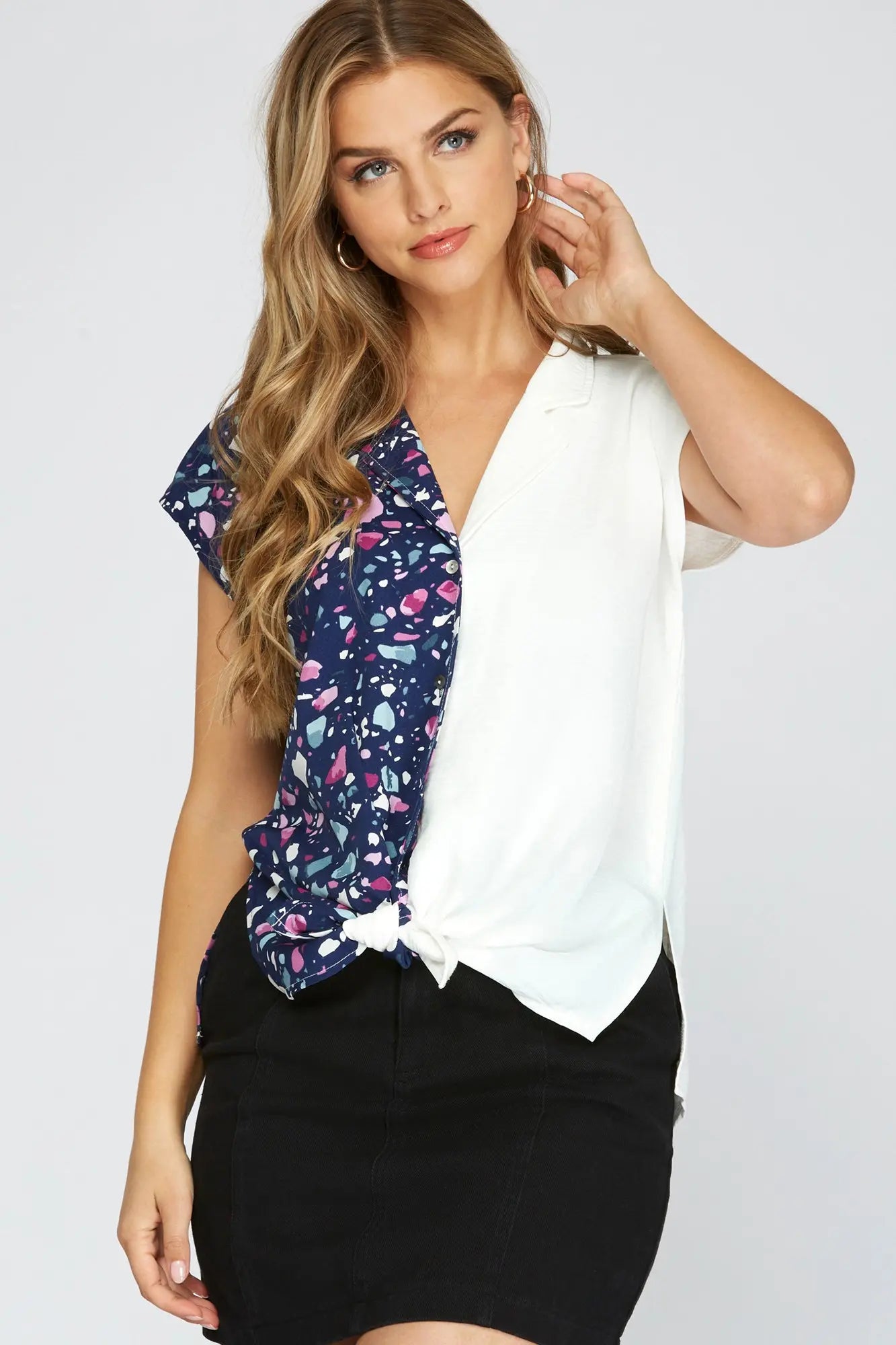 Navy and white top