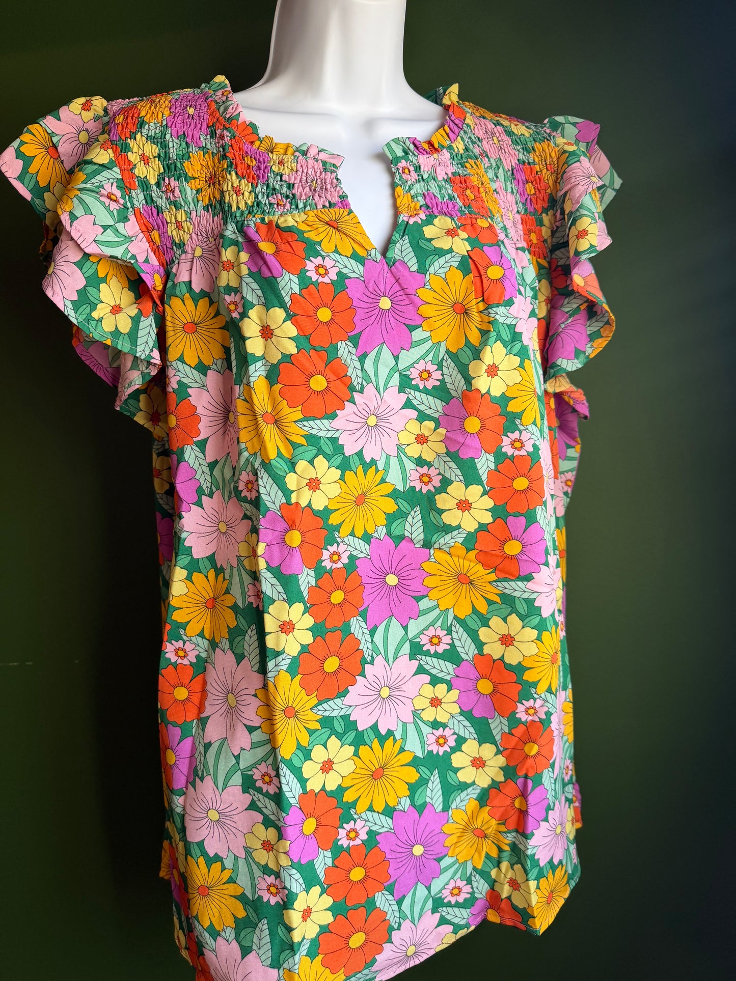 Floral Smocked Ruffle Top