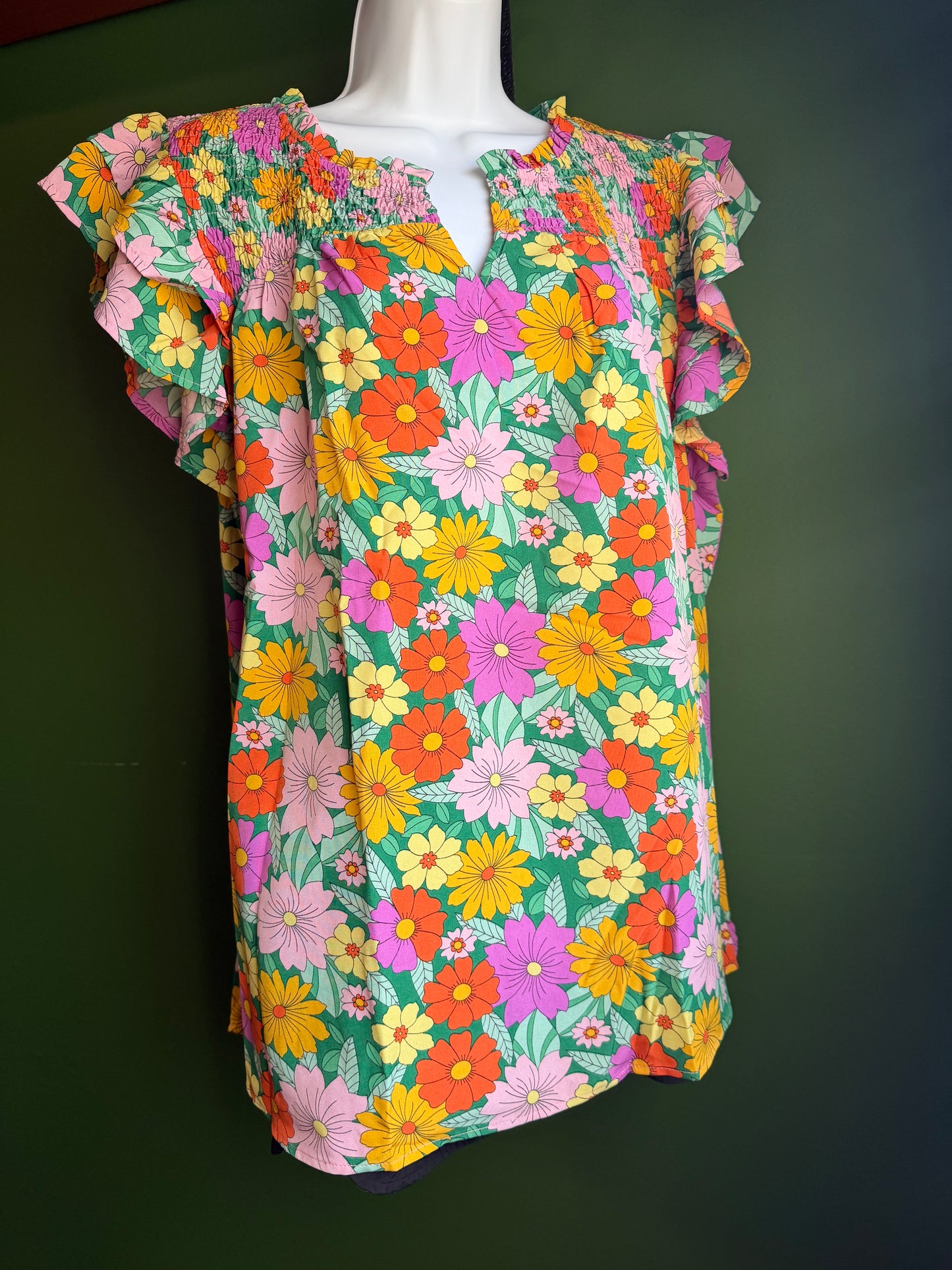 Floral Smocked Ruffle Top